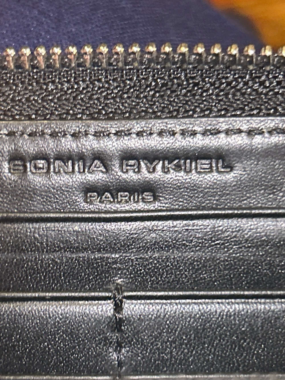 Sonia Rykiel Paris Striped Zip Wallet in Black, Pink, Navy and Neutrals - Picture 8 of 9